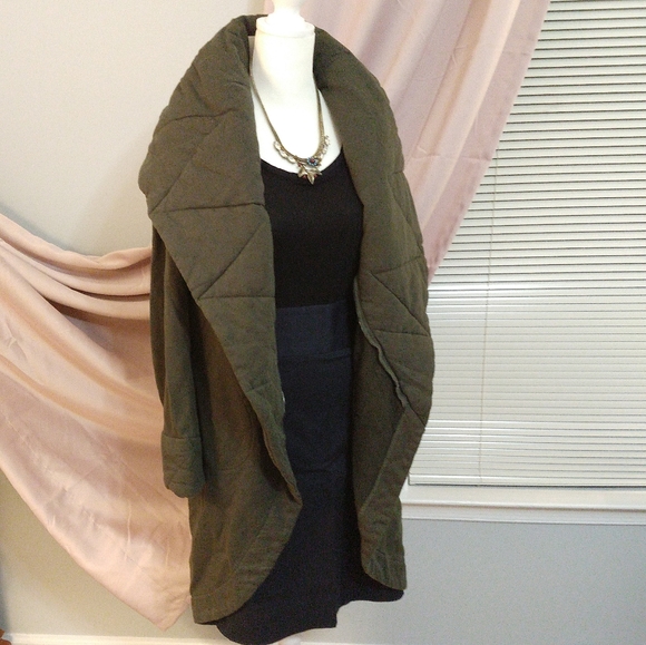 Anthropologie🌷Army Green Sweater Coat S/M - Picture 6 of 10